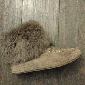 UGG Tan Ankle Boots with Fur Trim